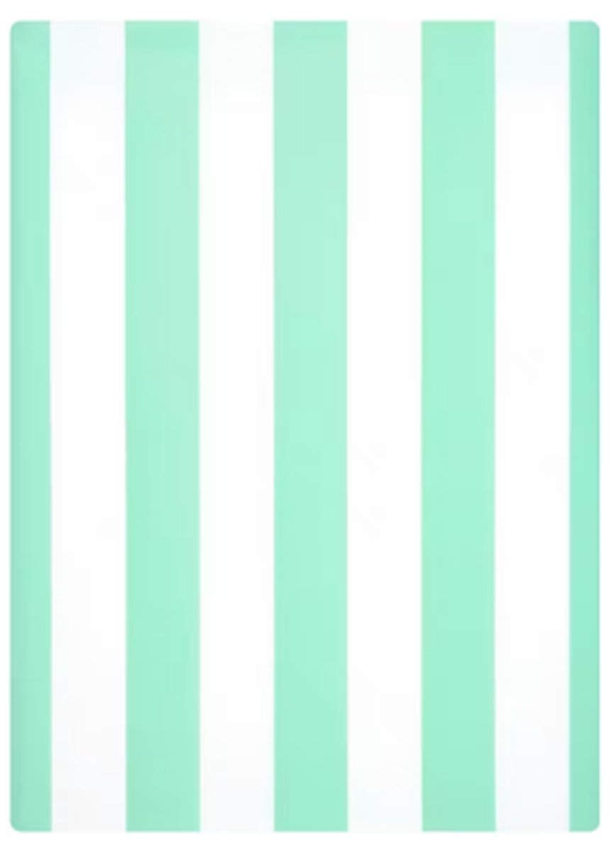 Tafelkleed – 140x240 cm | Wit & Mintgroene Strepen | Afwasbaar Easy Wipe Tafelkleed – Frisse Zomerse Tafeldecoratie – Waterafstotend