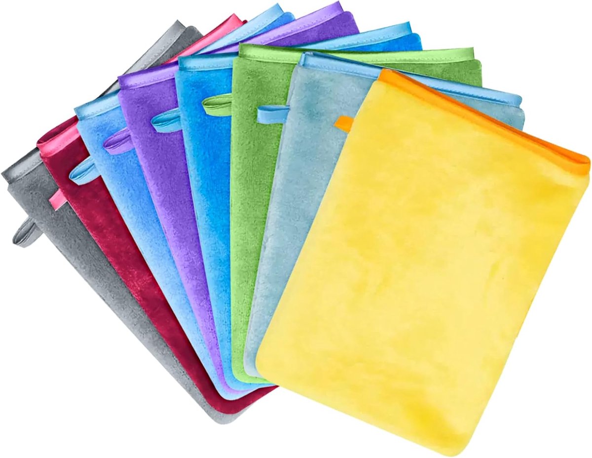 SnelShoppen - 8 stuks microvezel washandjes gezicht 15 x 21 cm, zacht absorberend, kleurrijk koraal fluweel, herbruikbare katoen, alternatieve washand