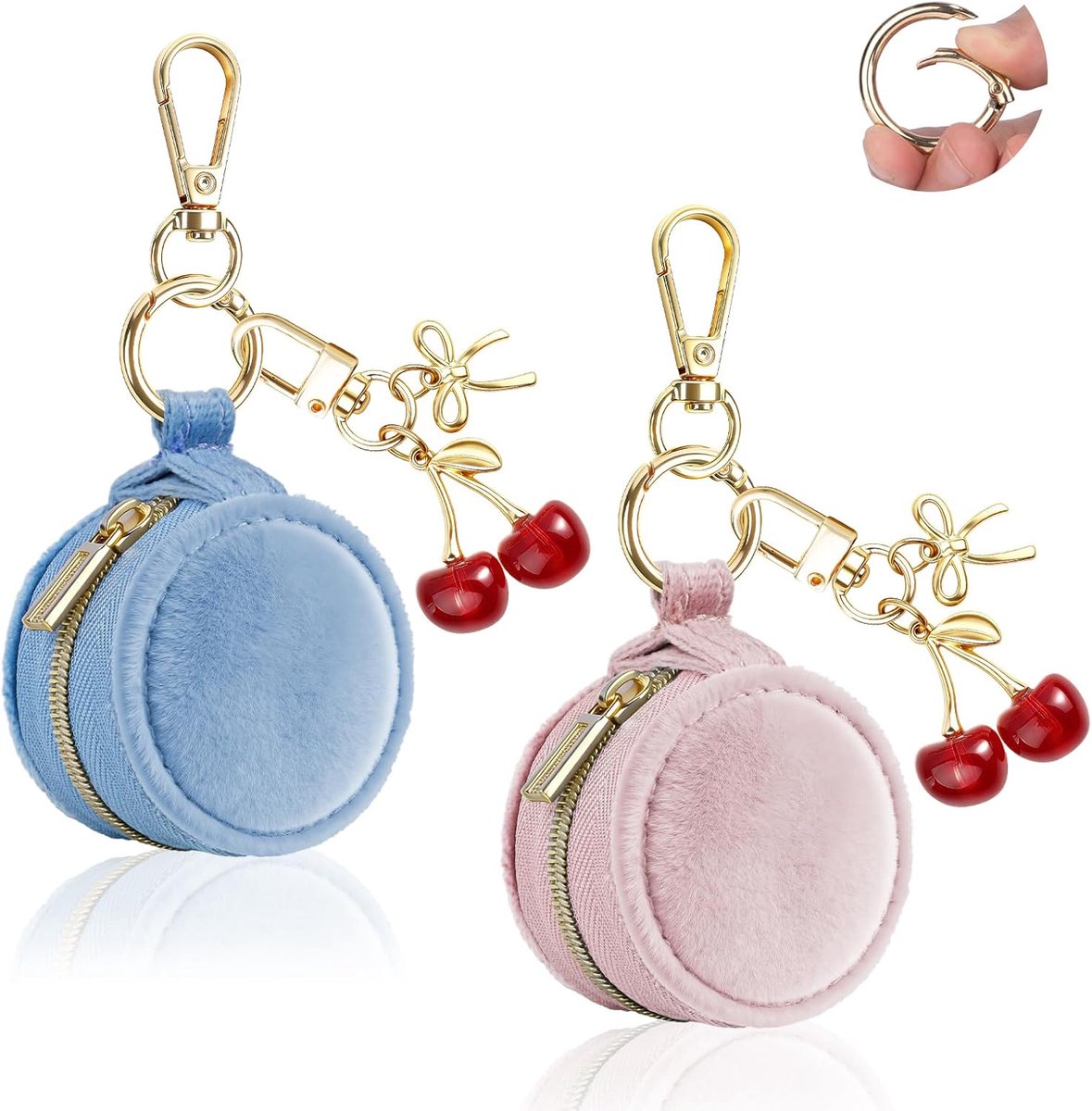 SnelShoppen - 2 x Mini Make-up Tasje voor Dames - Velvet Sieraden Organizer - Compacte Earring Holder voor Ringen en Kettingen - 5 x 5 x 3 cm - Blauw