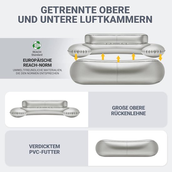 Thijox - Opblaasbare Sofa voor Outdoor Camping, Luchtsofa met Rug- en Armleuning, Comfortabele Opblaasbank voor Binnen, Buiten, Feesten, Reizen, Stran — afbeelding 3