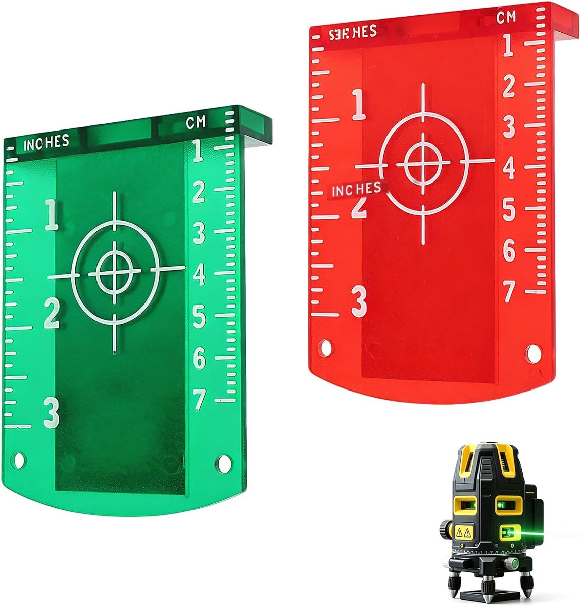 SnelShoppen - 2 stuks Laserzieltafels 10x7cm voor Rood en Groen Laser, Magnetische Doelplaat, Collimationslaser en Training, ABS Materiaal, Ideaal voo
