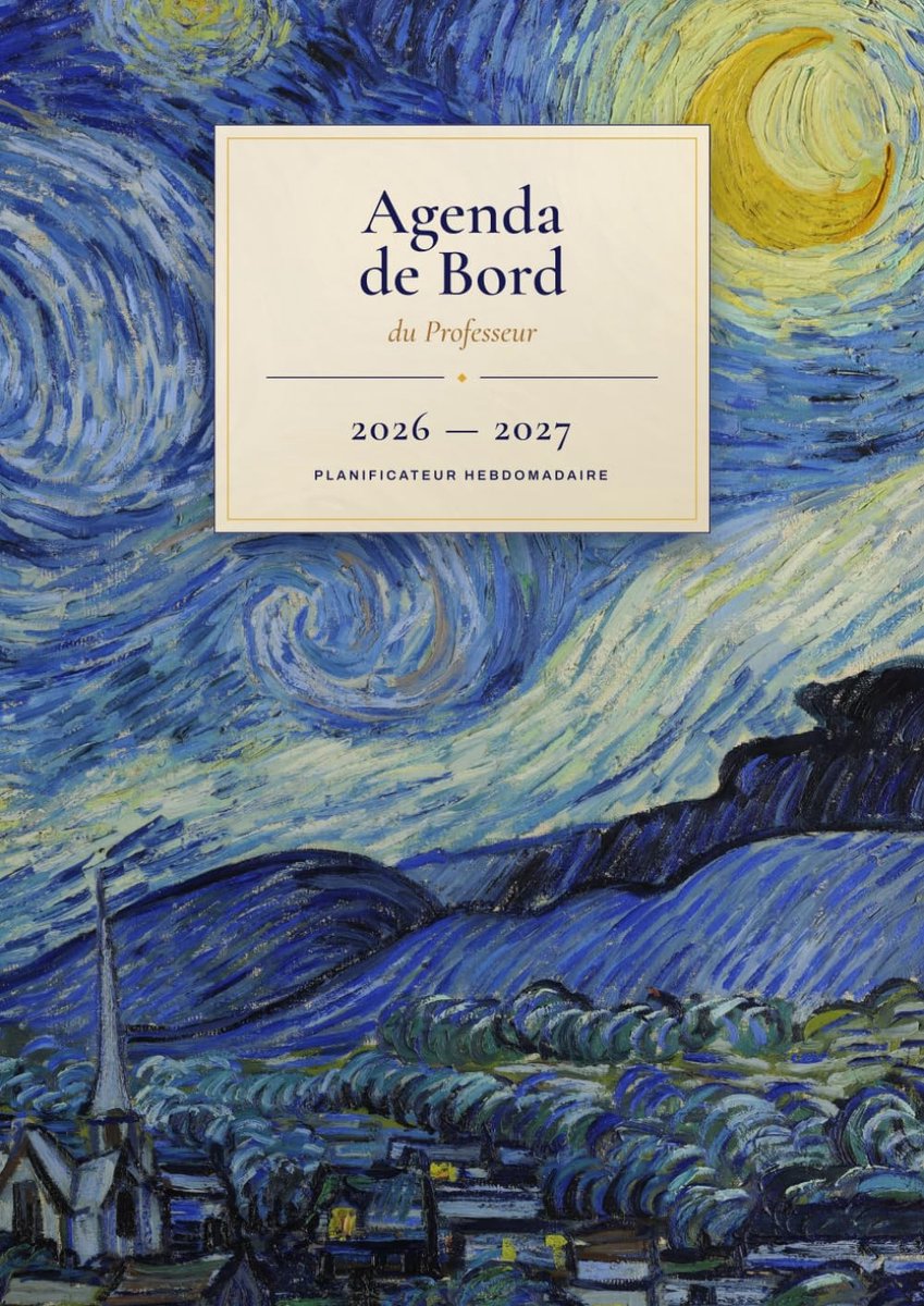 SnelShoppen - Agenda de Bord Professeur 2026-2027 A4 - Semainier met Relevé de Notes en Competenties - Nachtelijke Sterrenhemel Design voor Leerkracht