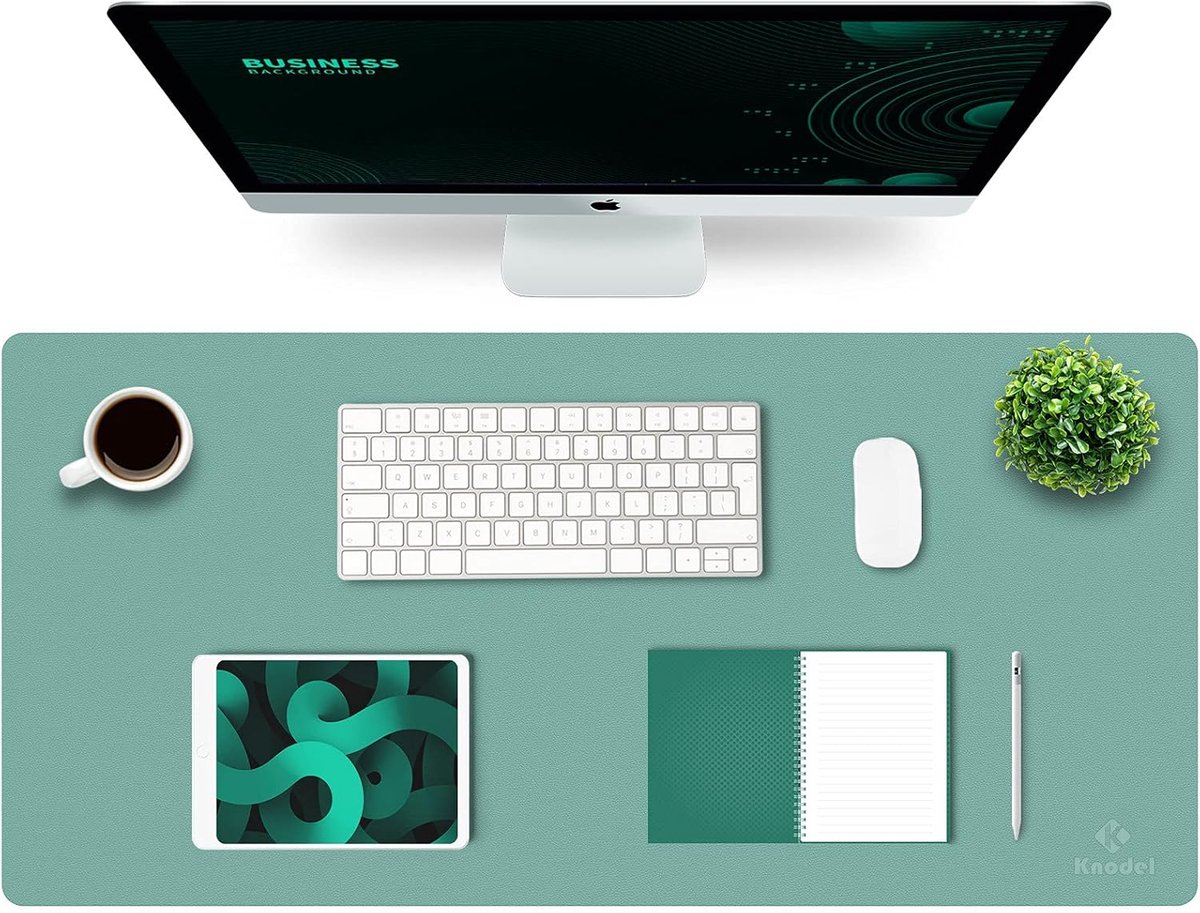 SnelShoppen - Grote Bureau Mat, Bureau Onderlegger, Muismat, Beschermende Schrijfmateriaal, 43x90 cm, Groen, Duurzaam PVC Leer voor Thuis en Kantoor