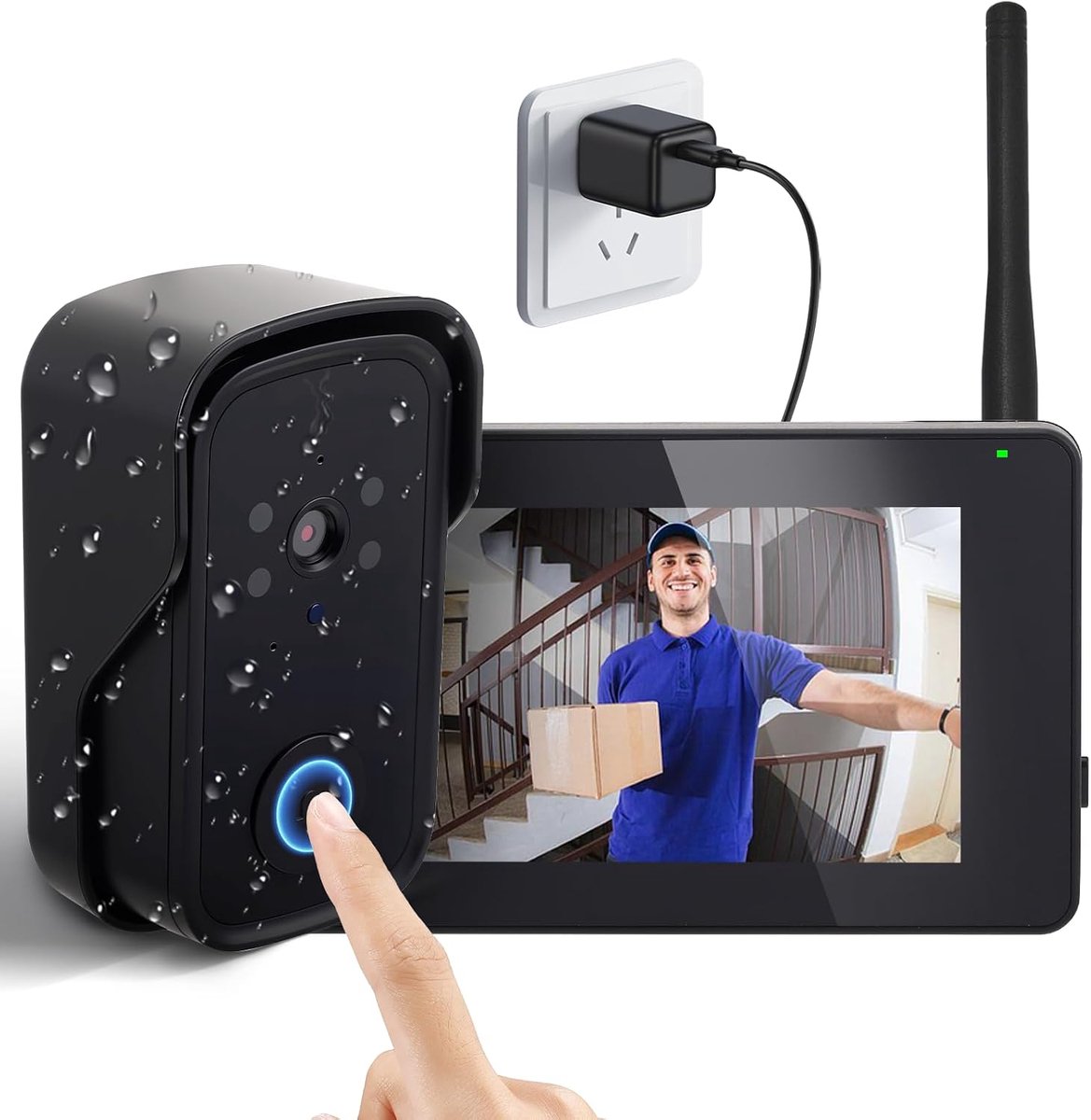 SnelShoppen - Draadloze Deurbel met Camera, Slimme Videodeurbel, Beveiligingscamera, HD Beeldkwaliteit, Motion Detection, Wifi Verbinding, Geschikt vo