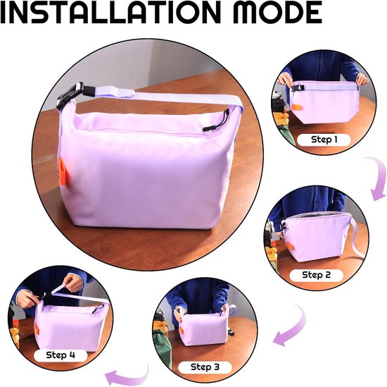 Koeltas - Lunchtas - 8 liter - Koeltasje - Geïsoleerde Koeltas - met verstelbare schouderriem - voor werk, school en picknick - paars — afbeelding 4