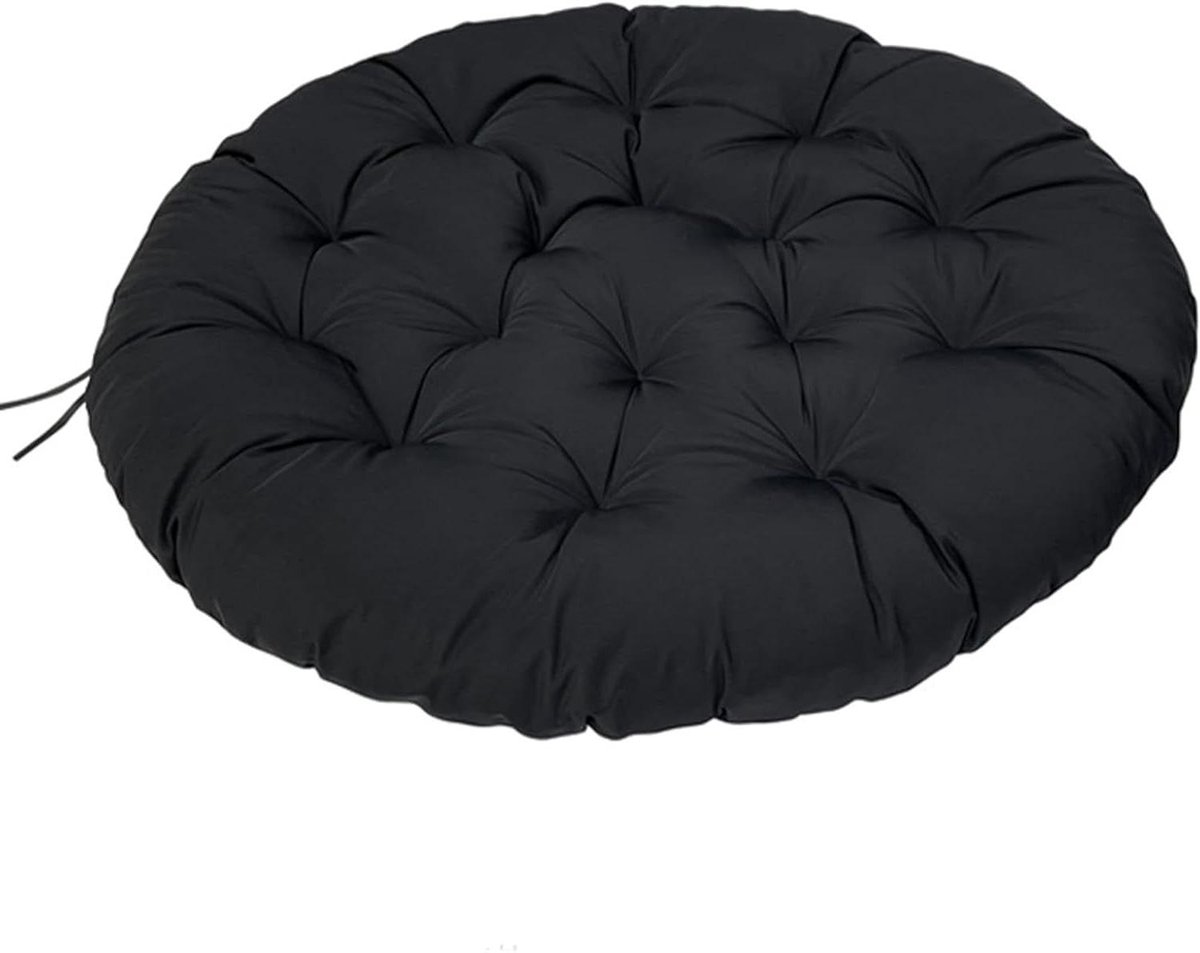 Stoelkussen Waterdicht - Bankkussen Dik - Comfortabel Zitten - Met Vaste Riemen - 110x110cm - Zwart