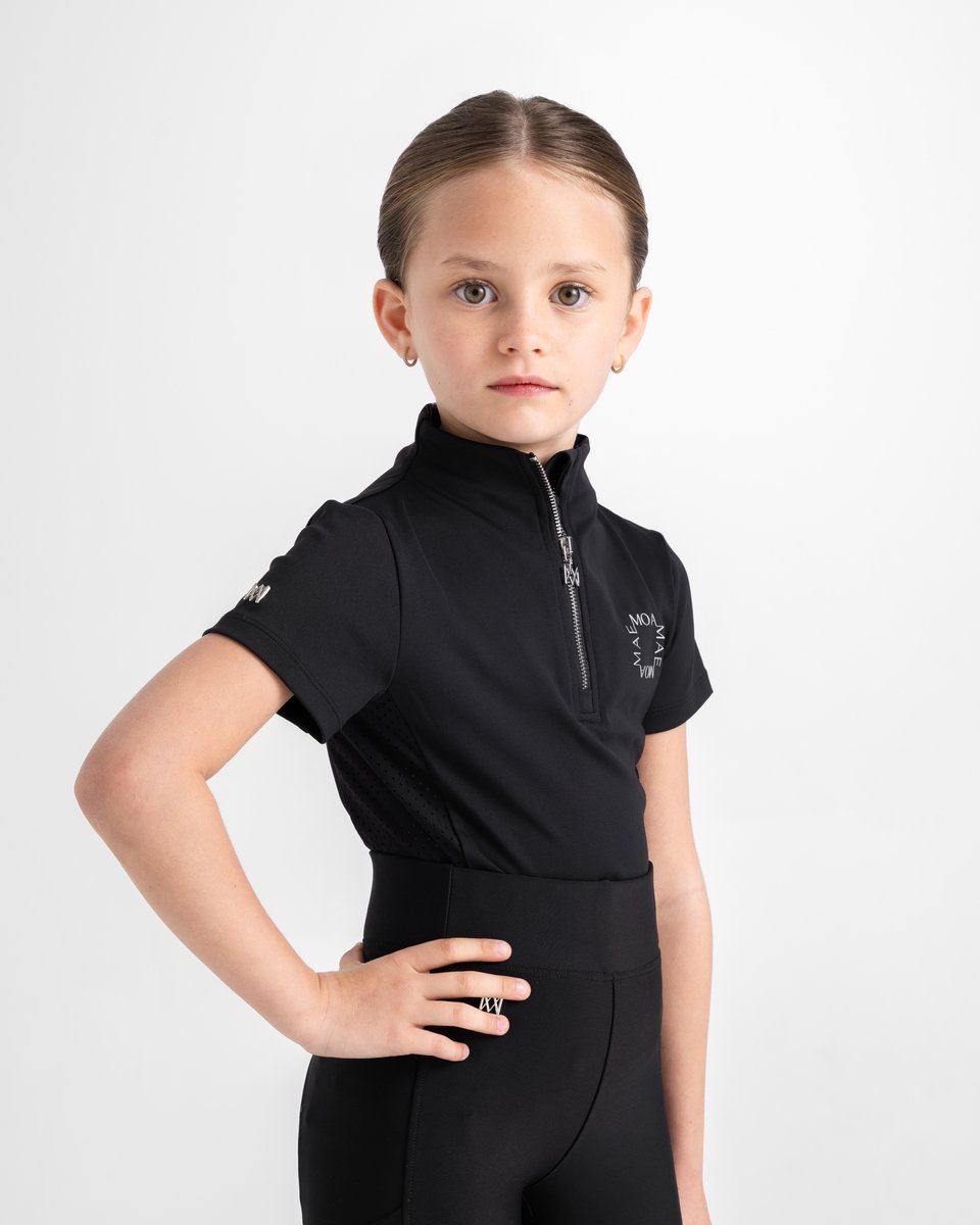 Moá Mae Kids Baselayer Korte Mouw Zwart Leeftijd 12-13