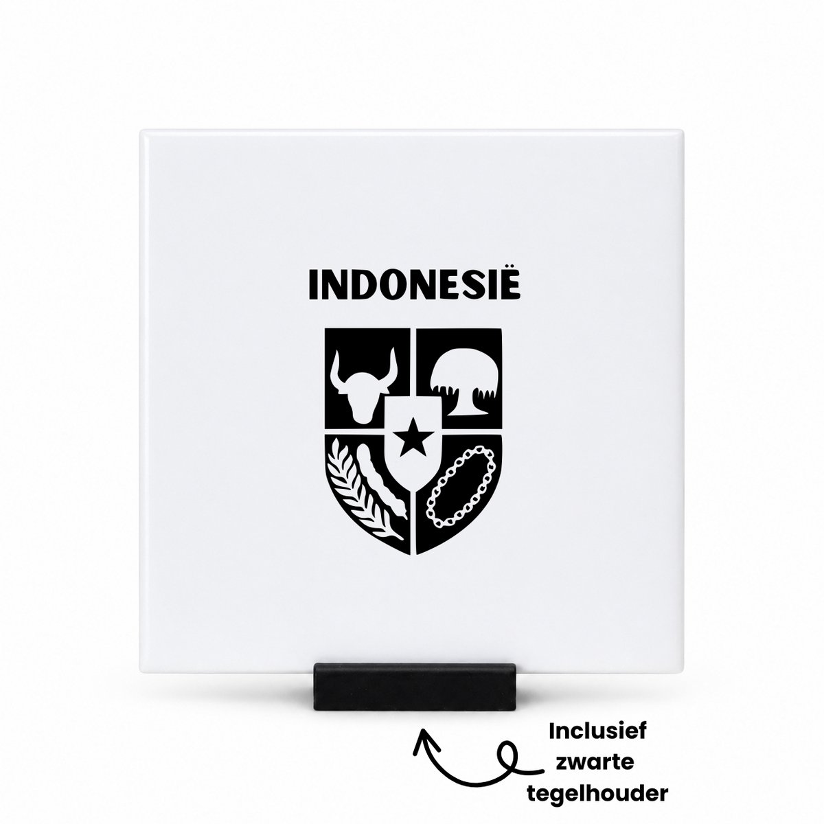 Hacebo Indonesië tegeltje met tegelhouder - Piloot - toeristen - tegeltjes met tekst - Indonesië cadeau - beste land - Leuk cadeau voor je Vriend om te geven - spreuktegels - 10.8x10.8 CM Wit