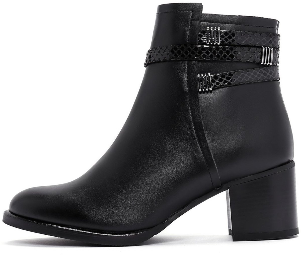 DERIMOD Heeled Ankle Boots Imitation Leather Heeled Ankle Boots