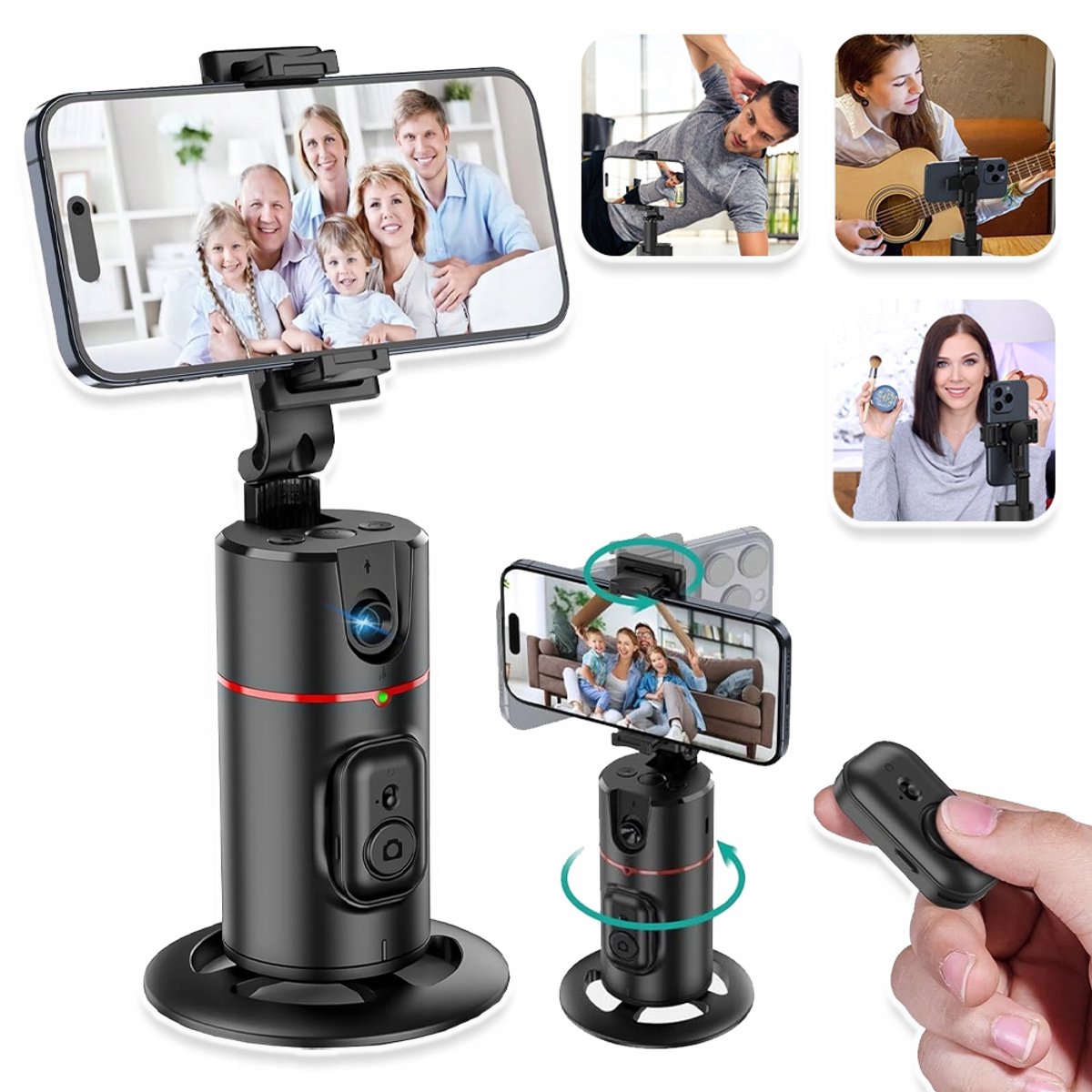 360° Automatisch Volgende Smartphone Standaard Met Gebarenbediening - AI Gezichts-/Lichaams Volging 4-6 Uur Batterij 1/4" Statiefschroefdraad - Ideaal Voor Makers Van Inhoud En Zoomvergaderingen