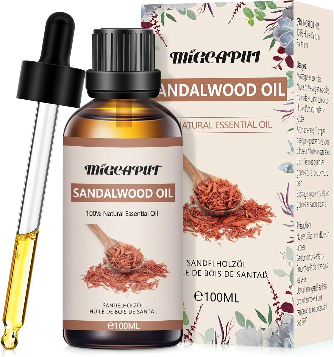 SnelShoppen - Sandelhout Essentiële Olie 100ML, 100% Natuurlijke Aromatherapie, Kwaliteitsolie voor Diffuser, Ontspanning, Verzorging en Vernieuwing