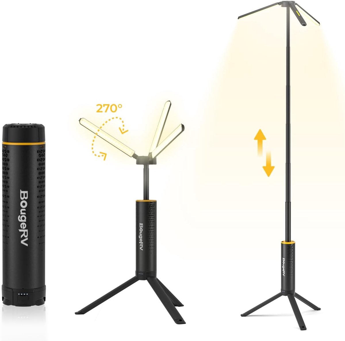 SnelShoppen - Campinglamp 3000 LM Oplaadbaar met 15600 mAh, 1.68 m Uittrekbare Lantern, Instelbare Hoogte & Hoek, IPX5 Waterdicht voor Camping, Reizen