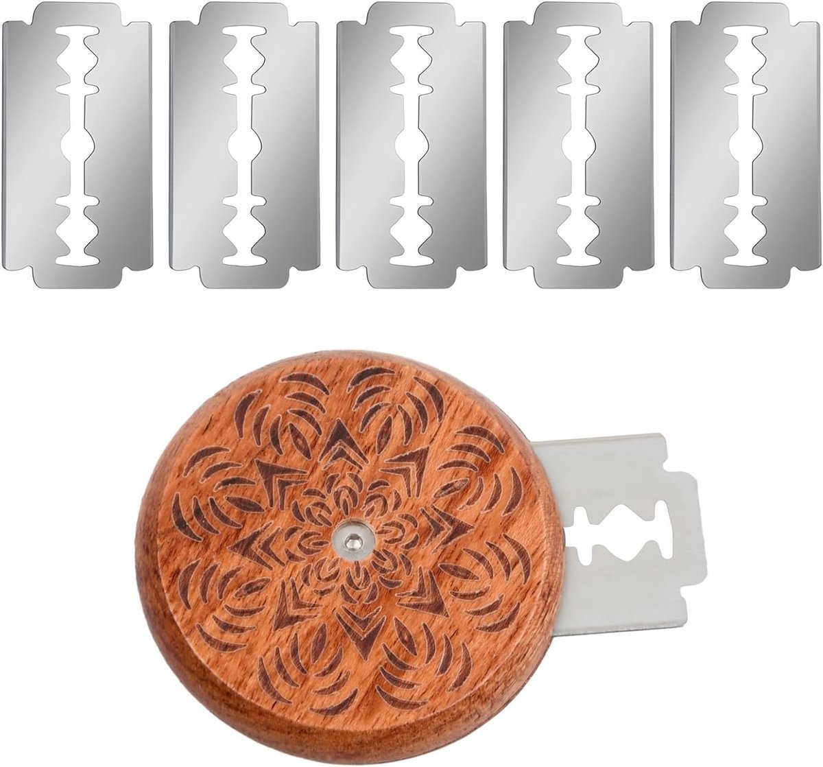 SnelShoppen - Bread Slicing Tools, Bakkersmes met Razor, Houten Deegmes, Baguette Mes, Broodmes voor Decoratieve Snedes, Handgemaakt met Rozenpatroon