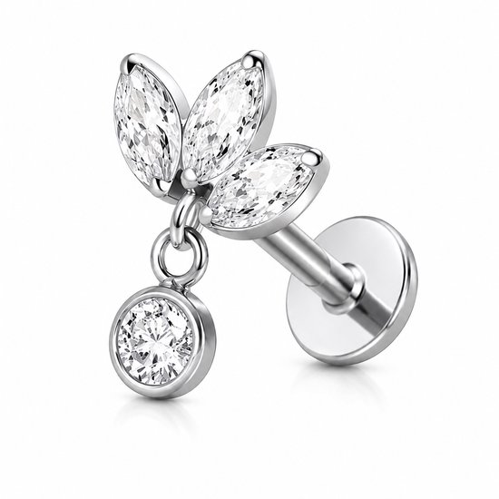 Piercing d'oreille Maevi® - Couleur : Argent - Taille : 12 x 6 MM - Titane - Tragus / Cartilage / Helix / Conque - Piercing d'oreille - Bijou de piercing - Haute qualité - Piercing labret - Bijou de Luxe - Boucles d'oreilles