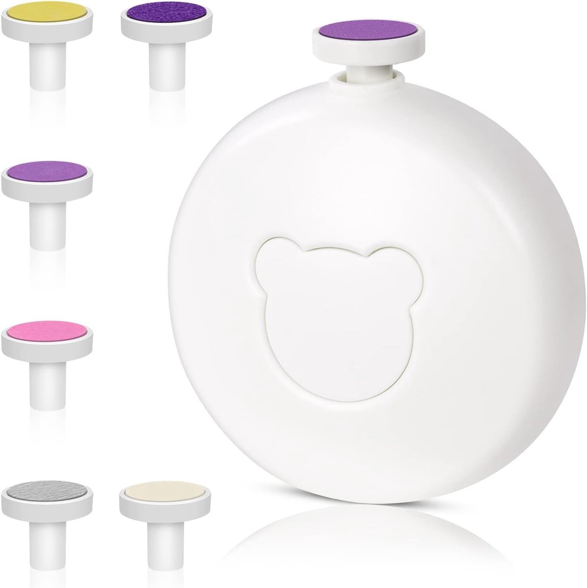 SnelShoppen - 6-in-1 Baby Elektrische Nageltrimmer - Stille Nagelknipper voor Baby's met Diverse Schuurkoppen - Wit - Perfect voor Veilig Nagelverzorg