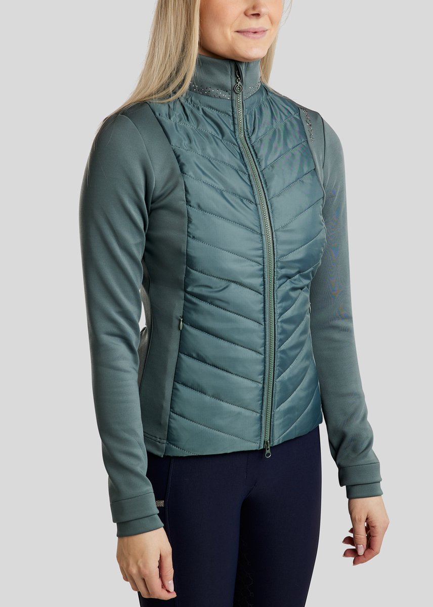 Montar FW25 MoEmilia Hybrid Jas met Gemengde Grijsgetinte Kristallen Jade S