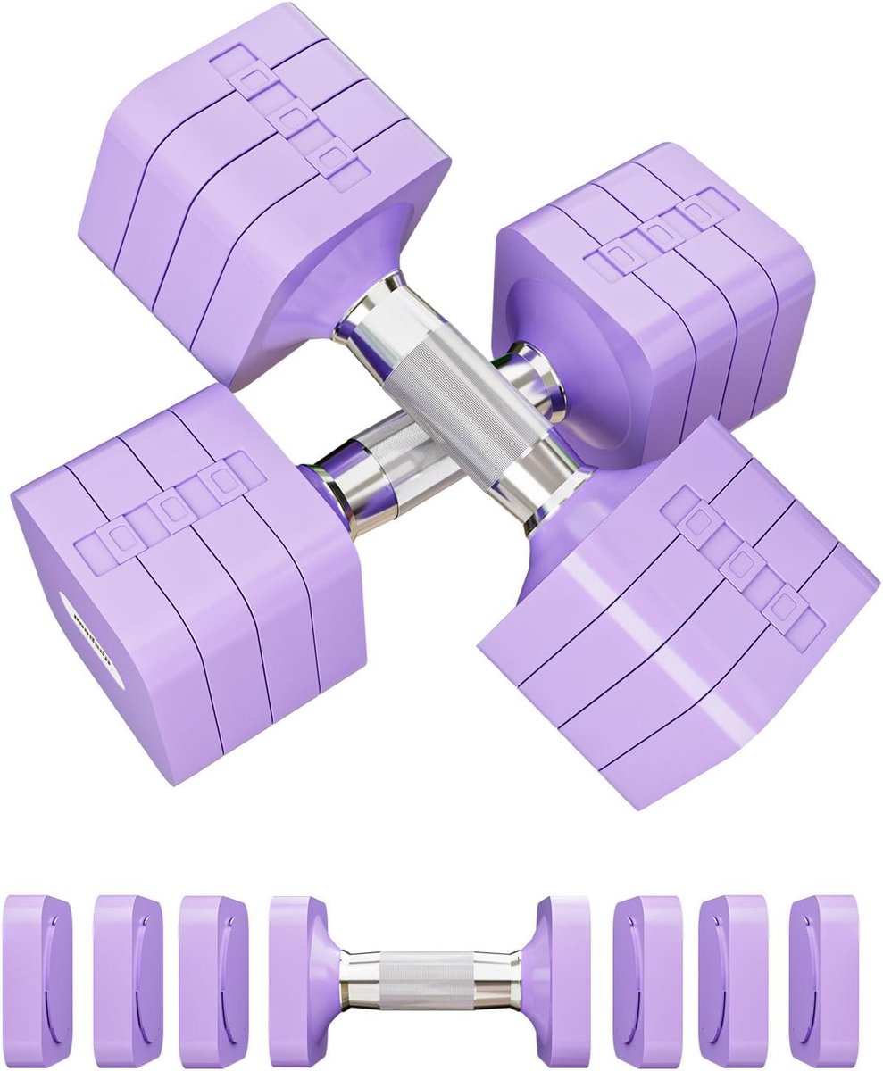 SnelShoppen - 10 kg verstelbare dumbbell set, 4-in-1 gewichtset voor mannen en vrouwen, krachttraining, fitness, home workout, compact en gemakkelijk