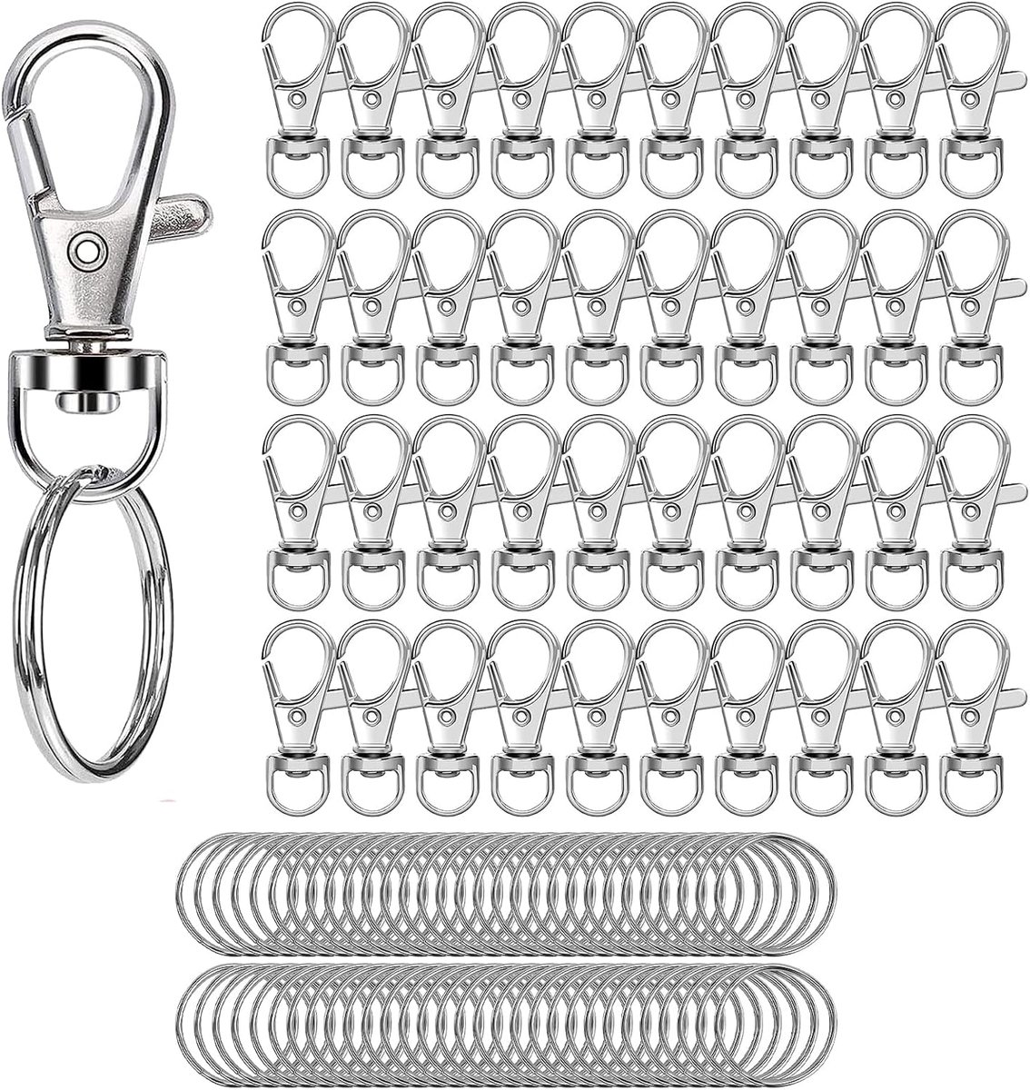 Draaibare sleutelhanger 25 mm met kleine afneembare draaisluitingen karabijnhaak - 80 stuks