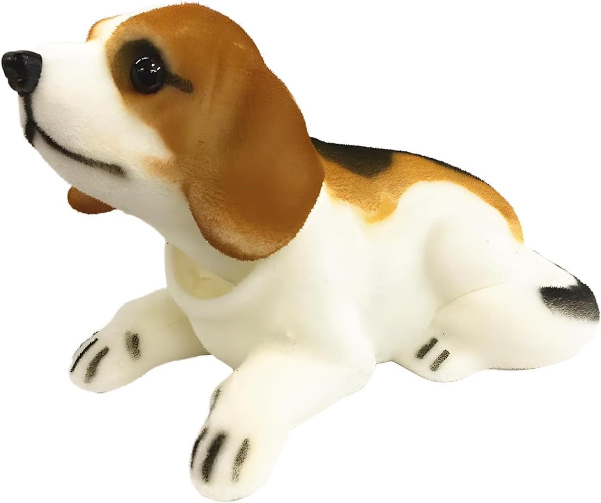 SnelShoppen - Schattige Honden Interieurdecoratie, Wobbelend Hoofd Pop, Creatieve Geschenken, Beagle Nodigt Uit, Zwart Wit Lichtbruin, Dashboard Versi