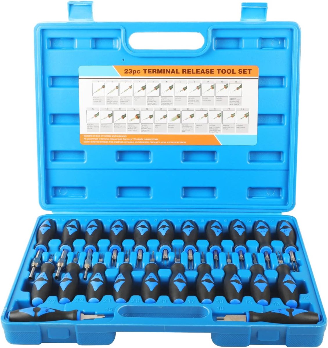 SnelShoppen - 23-Delige Auto Terminal Verwijder Tool Kit - Universele Ontkoppelaar voor Elektrische Verbindingen - Carbon Staal - Ideaal voor Auto Rep