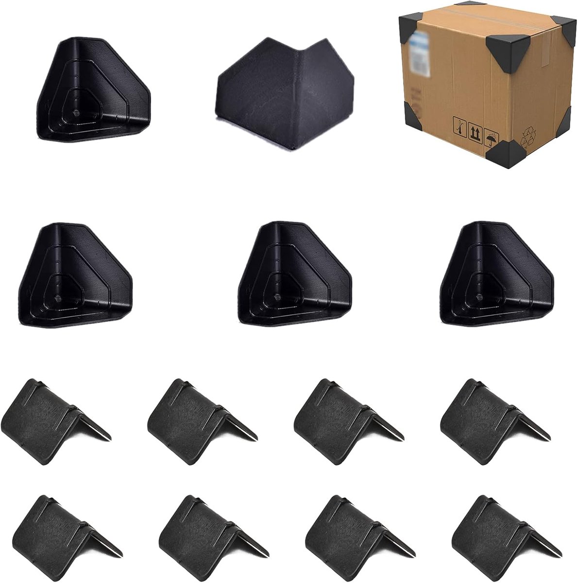 SnelShoppen - 50 Stuks V-vormige Hoekbeschermers - Zwarte Karton- en Plastic Hoekbescherming - Hoge Kwaliteit, Anticollisie, Antifricie - Ideaal voor