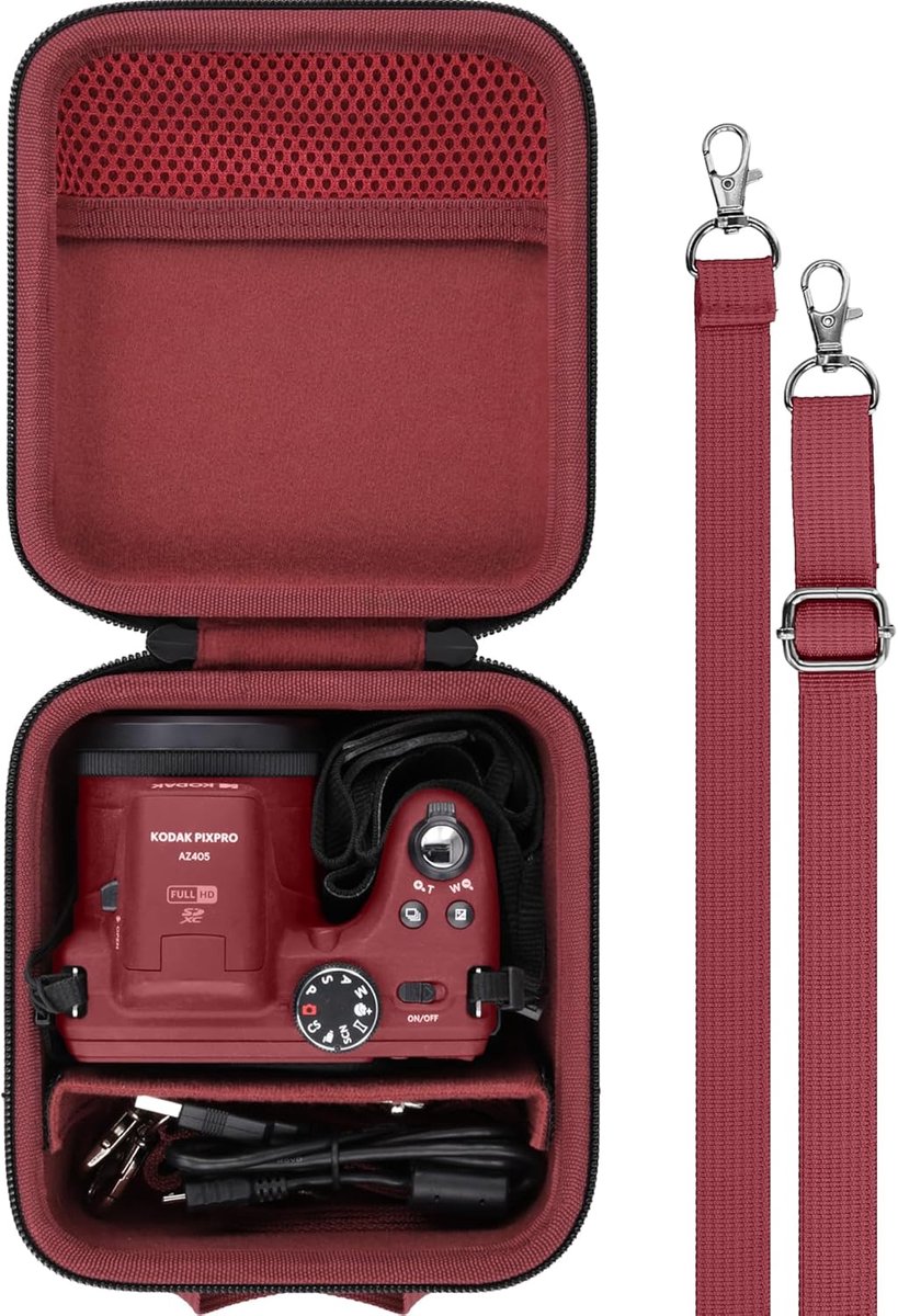 SnelShoppen - Digitale Camera Beschermhoes voor Zoom Camera's - Perfecte Pasvorm, Rood, 17.3 x 15 x 9.2 cm, Multi-functionele Opbergoplossing voor Rei