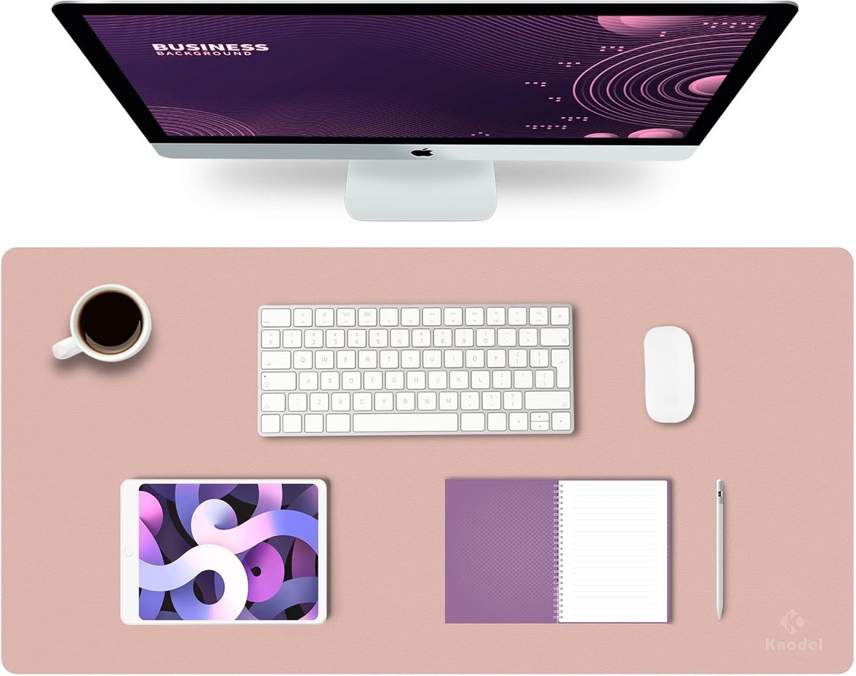 SnelShoppen - Grote Desk Mat 43x90 cm - Beschermende Muismat - Duurzaam PVC Leer - Stijlvolle Schrijfmat - Roze voor Kantoor & Thuis
