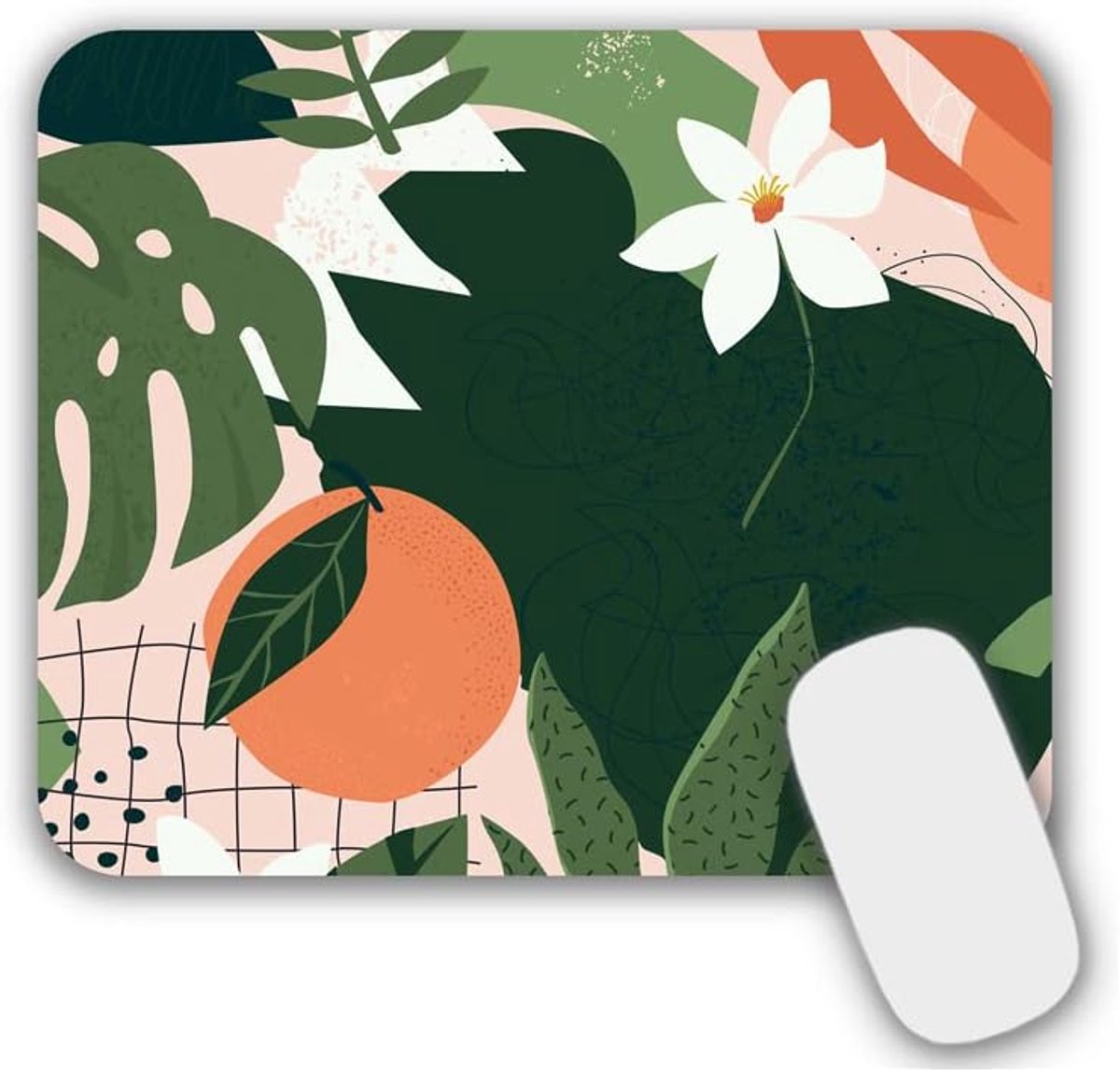 Thijox - Muismat voor Meisjes Klein Motief 240 x 200 mm - Kunst Bont Muismat Oranje - Comfortabel, Antislip, Perfect voor Kantoor en Cadeau