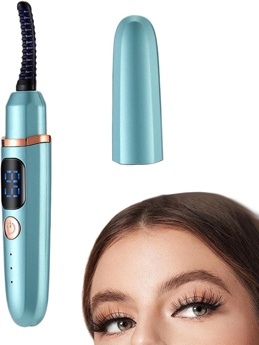 KZQ Elektrische wimperkruller met 3 temperatuurstanden - USB-oplaadbaar en LED-display - 10 seconden voor 24 uur langdurige krul - Perfect voor thuis en reizen - Groen