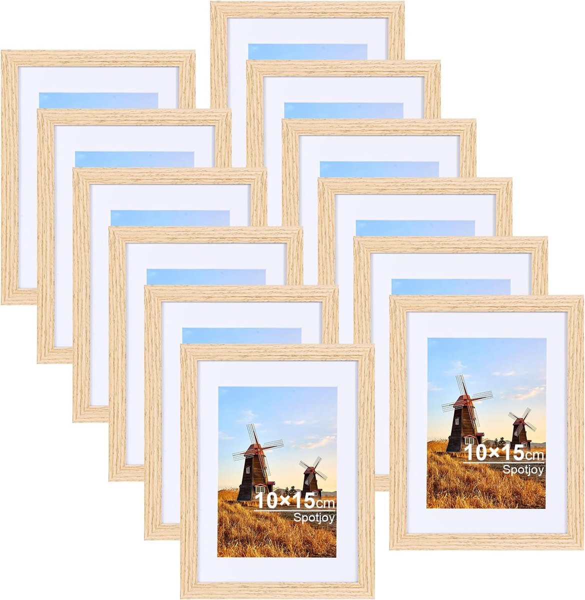 SnelShoppen - Set van 12 Fotolijsten 10 x 15 cm - MDF Houten Lijsten met Acrylglas - Documenten- en Posterframes - Tijdloze Elegantie voor Thuis en Ka