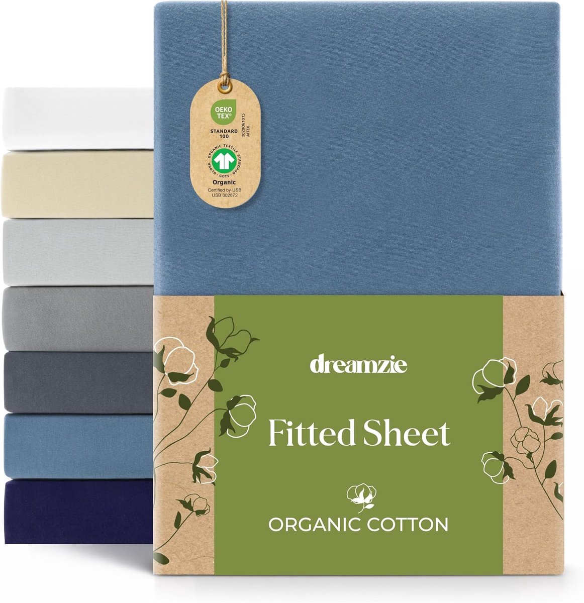 SnelShoppen - Fitted sheet 70x200 cm, 100% biologisch katoen jersey, hypoallergeen, Oeko-Tex keurmerk, blauwe hoeslaken voor matrassen tot 12 cm hoogt