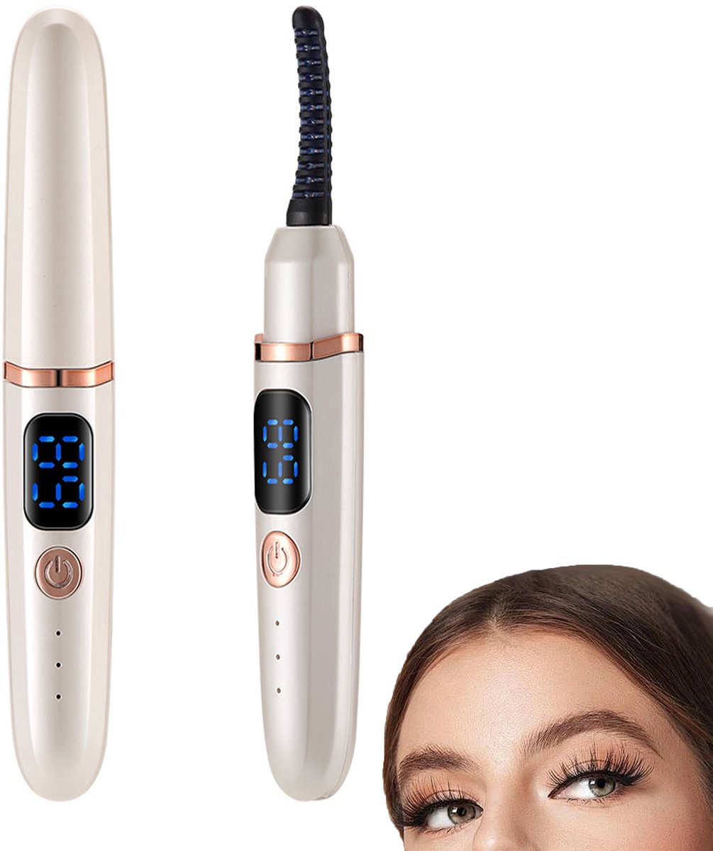 KZQ Elektrische wimperkruller met 3 temperatuurstanden - USB-oplaadbaar en LED-display - 10 seconden voor 24 uur langdurige krul - Perfect voor thuis en reizen - Wit