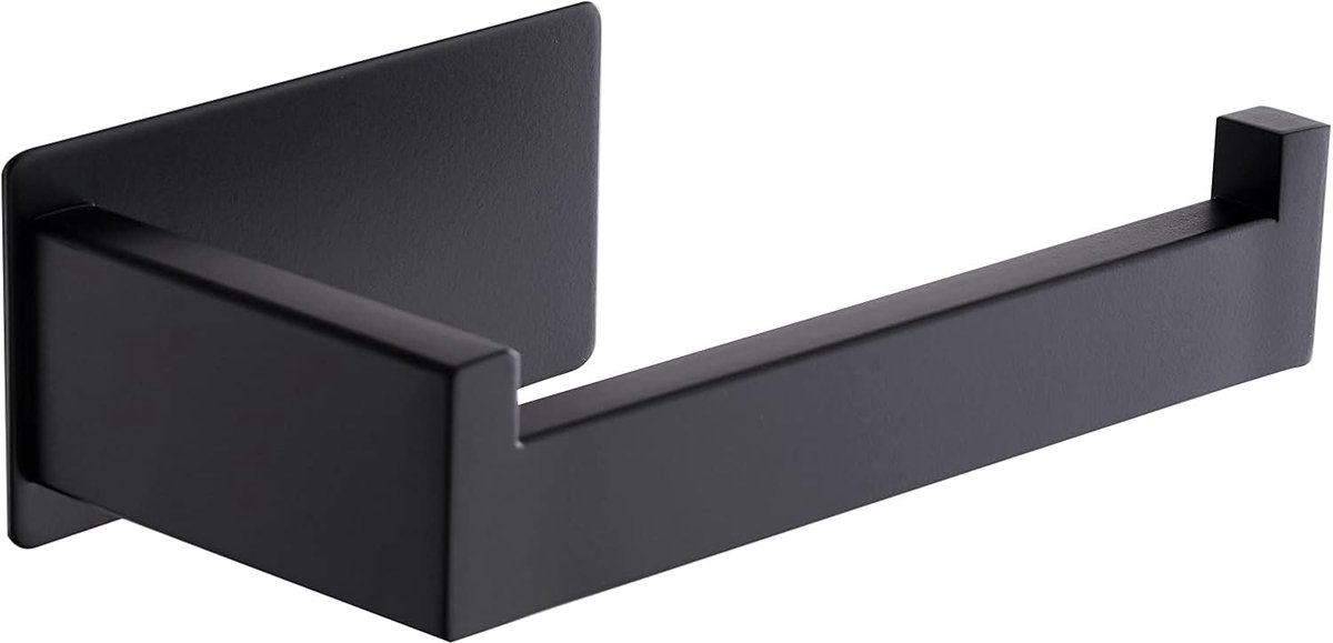 SnelShoppen - Toiletpapierhouder zonder boren, zwart roestvrij staal, moderne wc-papierhouder met lijm voor badkamer, rolhouder voor toiletpapier in s