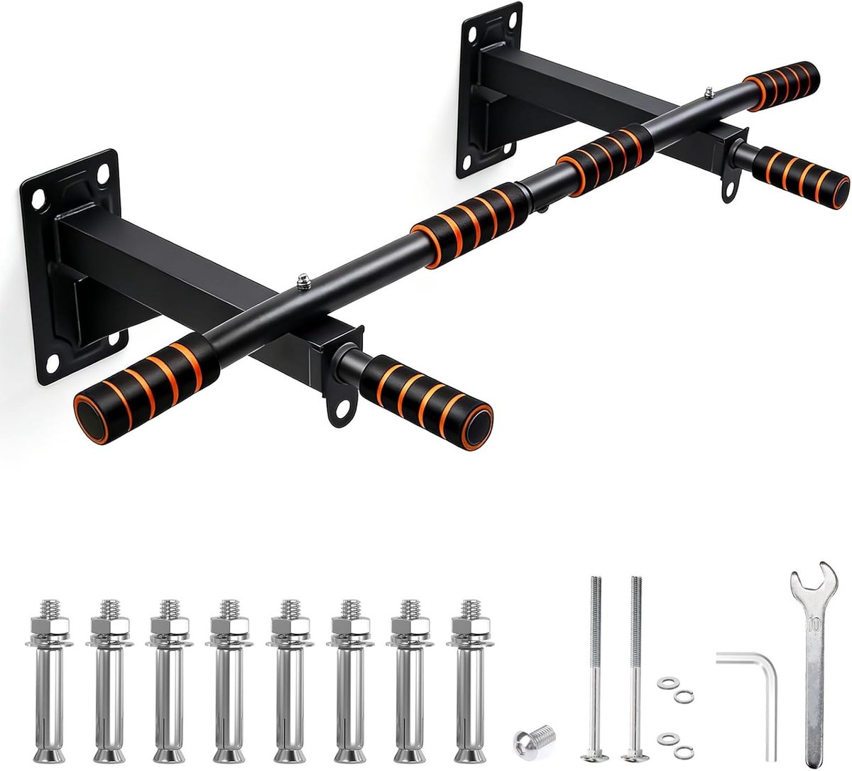 SnelShoppen - Multifunctionele Optrekstang Muurbevestiging met 6 Antislip Handgrepen - Thuis Krachttrainingsapparaat - Geschikt voor TRX-training en S