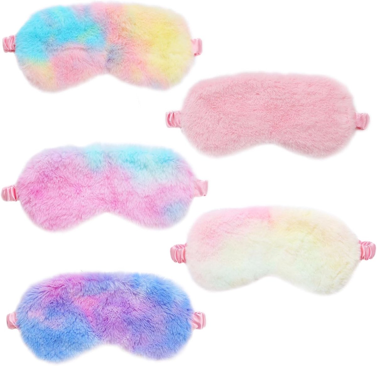 Thijox - 5 Stuks Oogmaskers voor Kinderen - Pluche Slaapmaskers - Zacht en Pluizig - Elastische Oogafscherming voor Volwassenen en Kinderen - Perfect