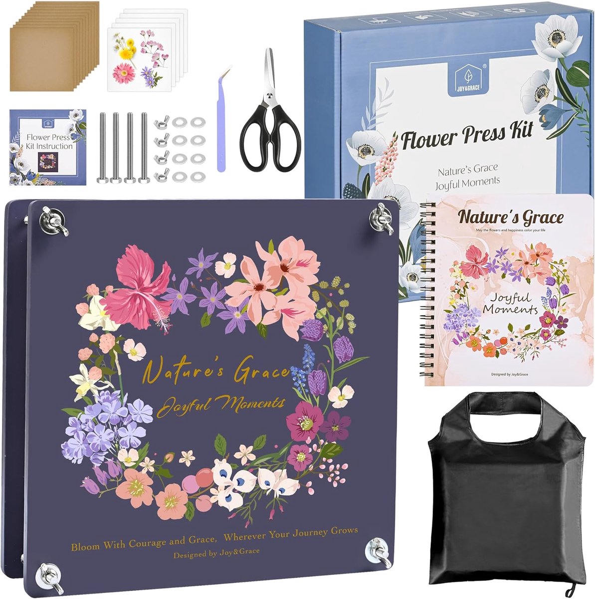 SnelShoppen - Grote Bloemenperskit voor Volwassenen met Doe-Het-Zelf Album, 27,7 x 27,7 cm, 10 Lagen Plantenpers en Bloemenconserveringsset in Paars