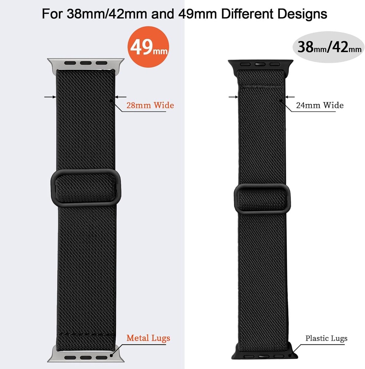 SnelShoppen - Verstelbare Enkel/Armcuff/Band voor Apple Watch, Compatibel met 38mm 40mm 41mm 42mm 44mm 45mm 46mm, Diverse Kleuren voor Dames en Heren,