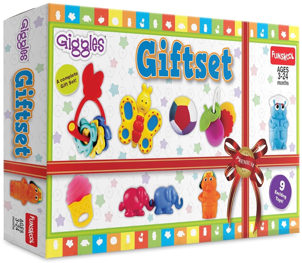 Funskool Baby Rammelaars cadeauset 9 delige Bijtrammelaar Speeltje Grijpspeelgoed