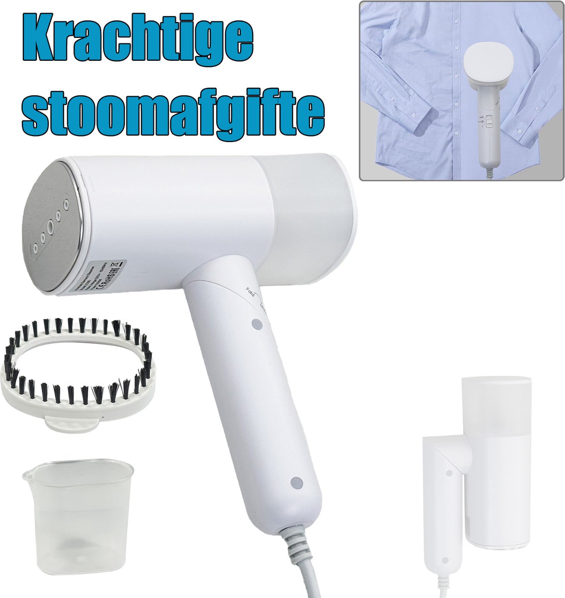 Compacte reis stoomstrijkijzer 1000W, opvouwbaar handstoomapparaat met losse watertank en borstel voor kreukelvrije kleding thuis en op reis