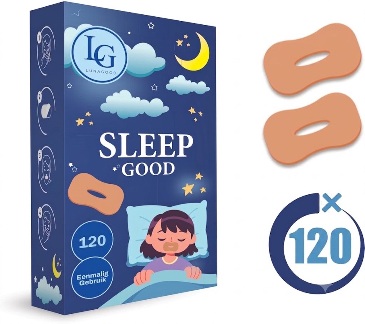 LunaGood® Mondtape - 120 Stuks - Anti Snurk - Ademgaatje - Hypoallergeen