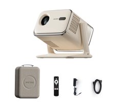 Aurzen BOOM mini bundel - Google TV Smart Projector Off-White - Full HD 1080p - 500 ANSI - Dual 10W Dolby Audio - Flexibele Standaard