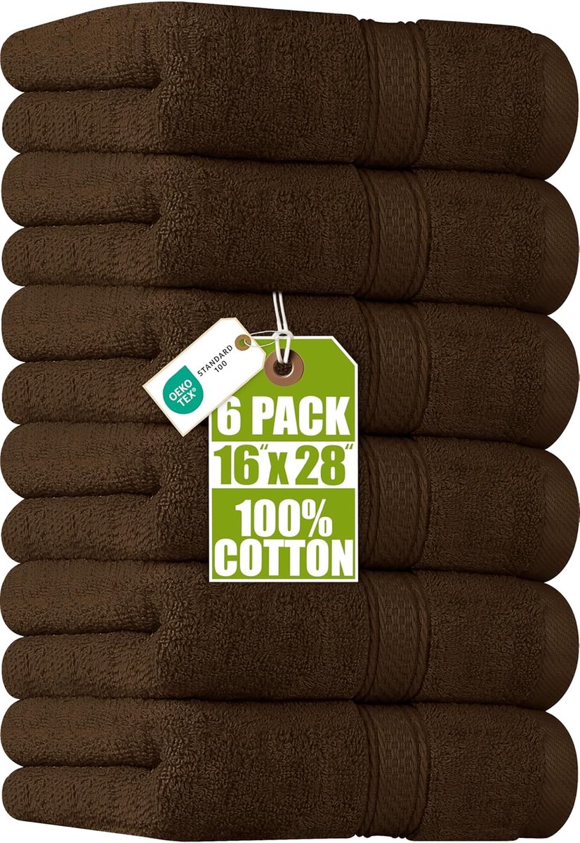 SnelShoppen - Luxe Bruine Handdoeken Set van 6 - 100% Gecombineerd Ring-Spun Katoen, Ultra-Zacht en Zeer Absorberend, 600gsm Extra Grote Handdoeken 41