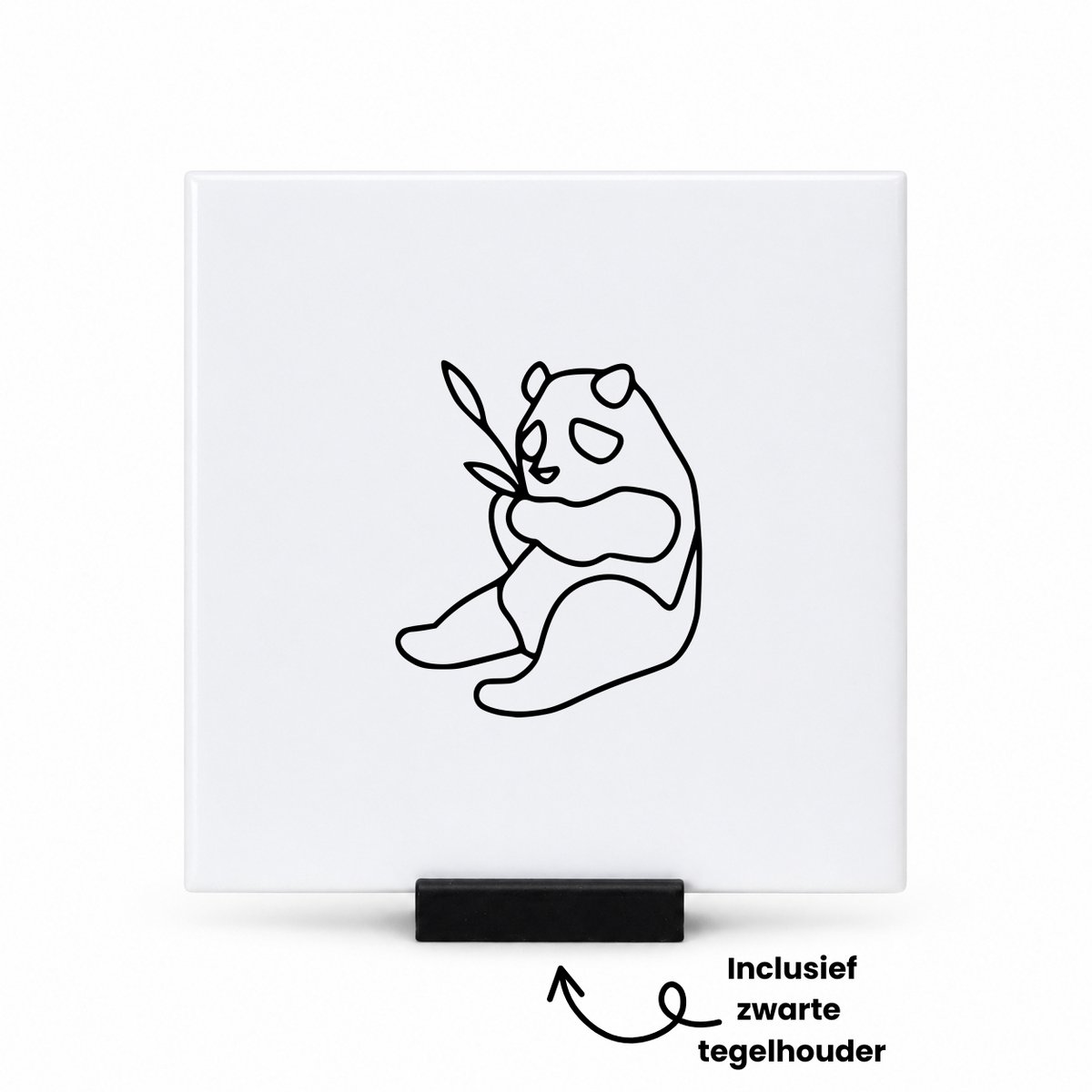 Hacebo Panda tegeltje met tegelhouder - Panda - Panda liefhebber - tegeltjes met tekst - Pandabeer - Reuzenpanda - Leuk kado voor iemand die van dieren houd - spreuktegels - 10.8x10.8 CM Wit