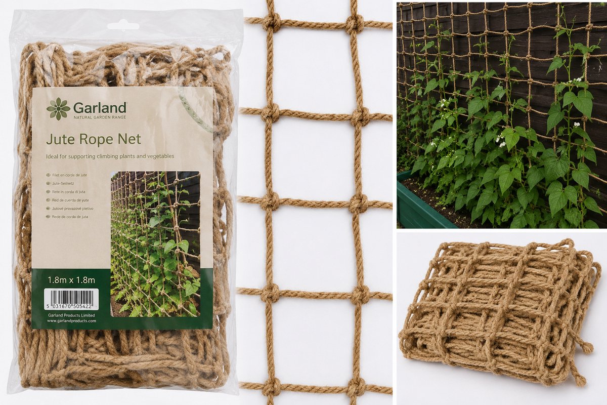 Jute touw net | 180x 180 cm. | voor plantengroei | DeDuurzameTuin.nl | Garland