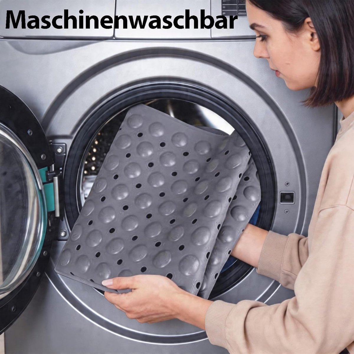 SnelShoppen - Rectangulaire Badmat 50 x 80 cm - Grijze Antislip PVC Douchematt met Massage Effect en Zuignappen - Ideaal voor Badkuip en Douche