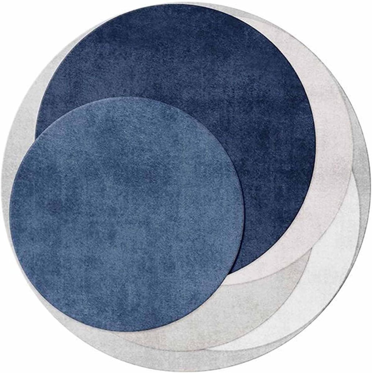 Ronde Vloerkleden - Tapijt Mat - Woonkamer Decoratie - Machinewasbaar Antislip - 300cm - Blauw Wit Grijs