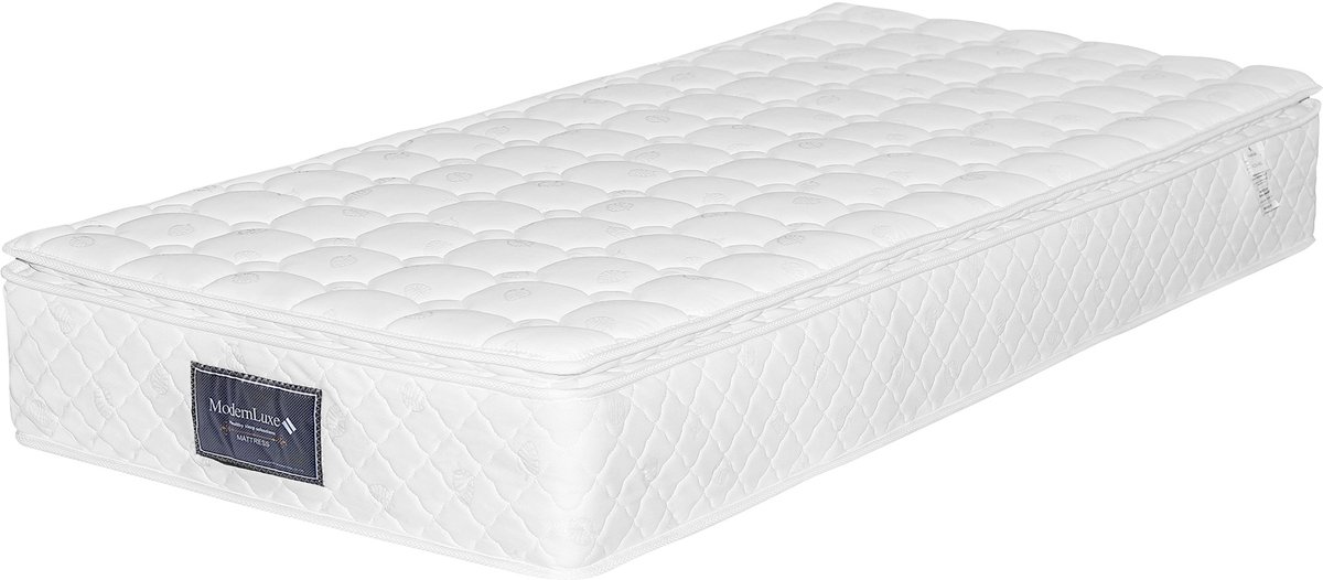 DESMIU Matras 90x200cm Pocketveringmatras 7 Zonen Met H3 Steun en Ventilatie Voor Volwassenen Polyester Wit Zonder Matras
