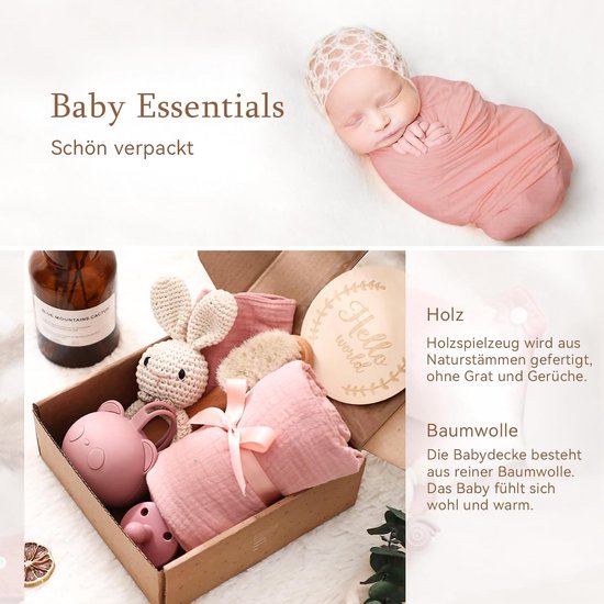 Pasgeboren cadeau set voor jongen met houten speelgoed en badhanddoek van Little Dutch — afbeelding 3