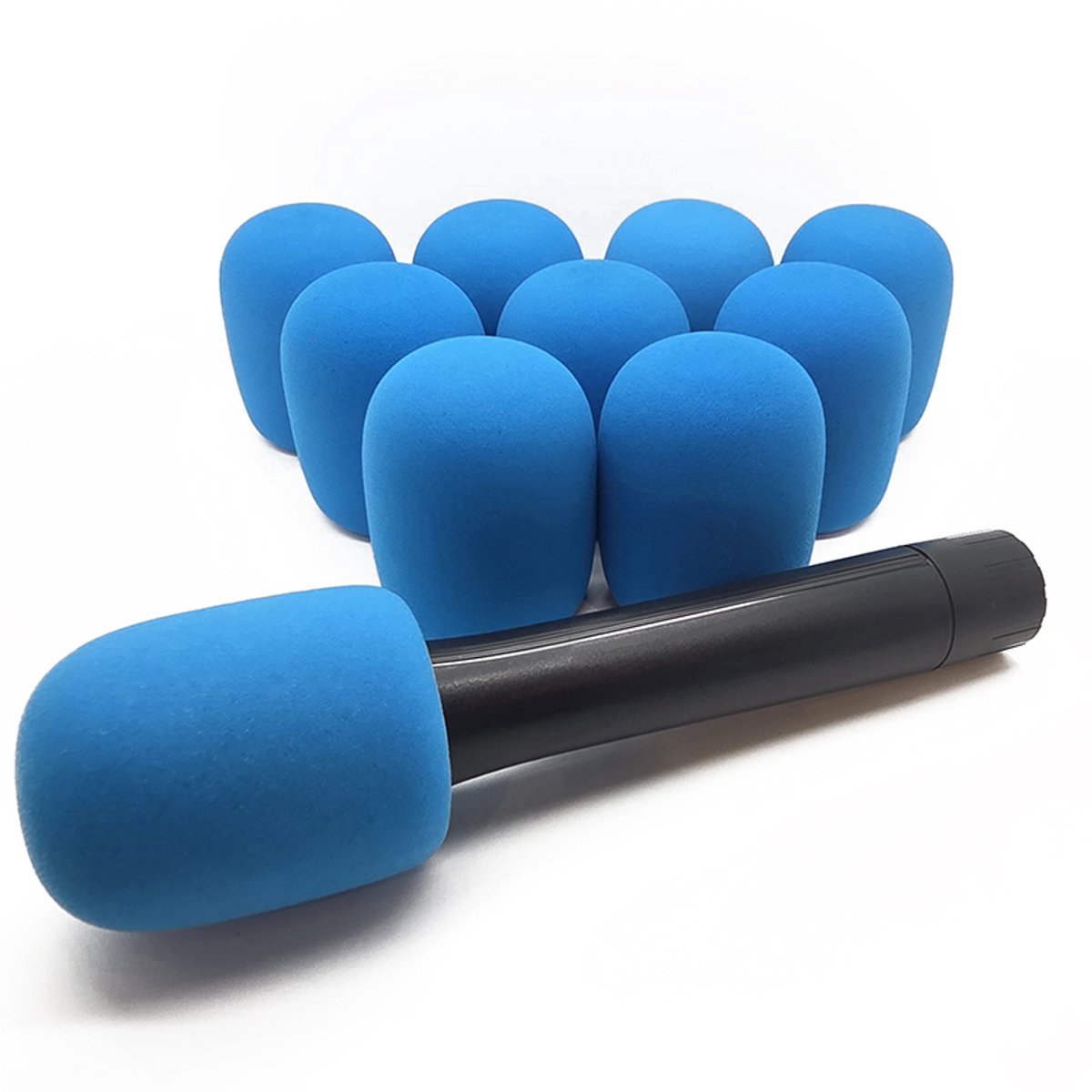 Foam Budget Plopkap set 10 stuks Voor Handheld microfoon -LICHTBLAUW