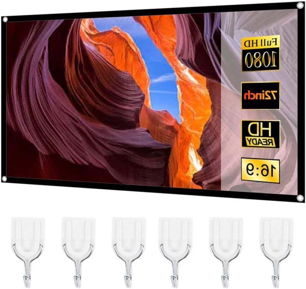 Projectiescherm - Filmdoek Beamer - Binnen en Buiten - Opvouwbaar Zonder Kreukels - 70 inch 16:9 - Wit